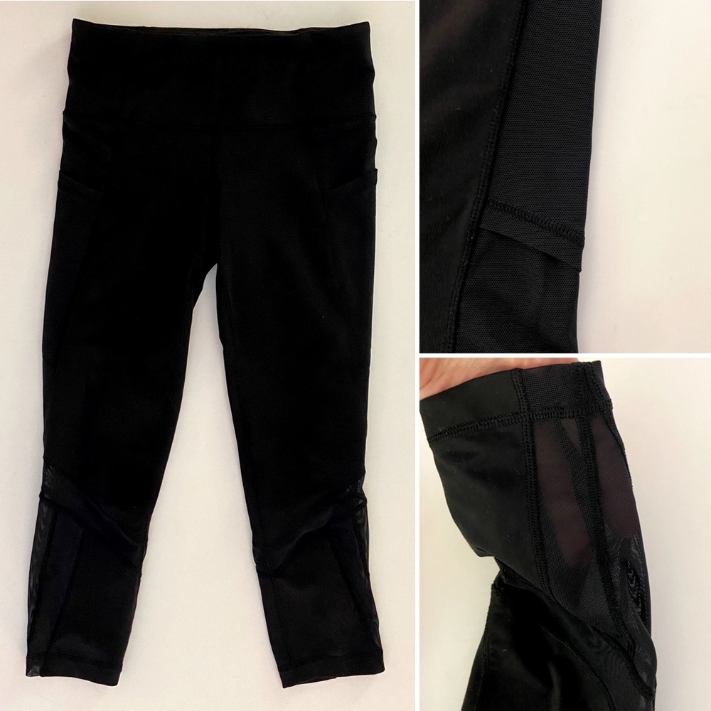 Black mesh ivivva leggings by lululemon size 10